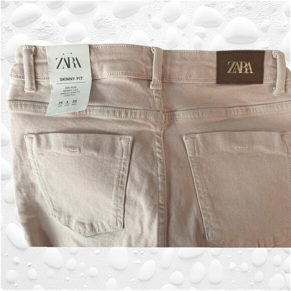 ZARA Skinny Fit Stretch Light Blush Pink Jeans - WAIST 26" - Picture 2 of 6